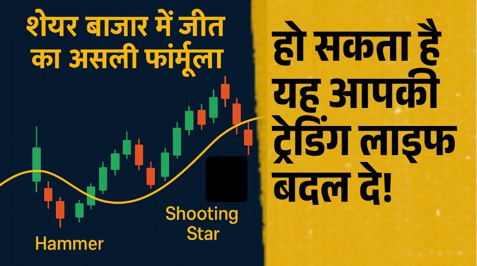Hammer और Shooting Star Candlestick पैटर्न के साथ शेयर मार्केट में ट्रेडिंग रणनीति का ग्राफिकल प्रतिनिधित्व